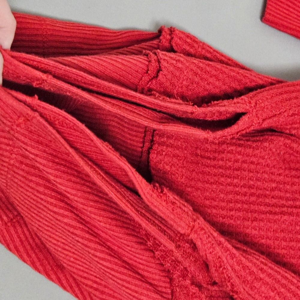 Free People We The Free North Shore Thermal Top Phoenix Red XS Boho Cozy Slouchy - Picture 7 of 12